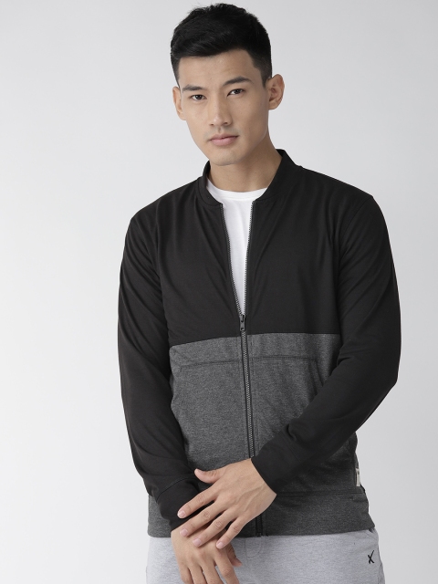 

Hubberholme Men Black & Charcoal Grey Colourblocked Sweatshirt