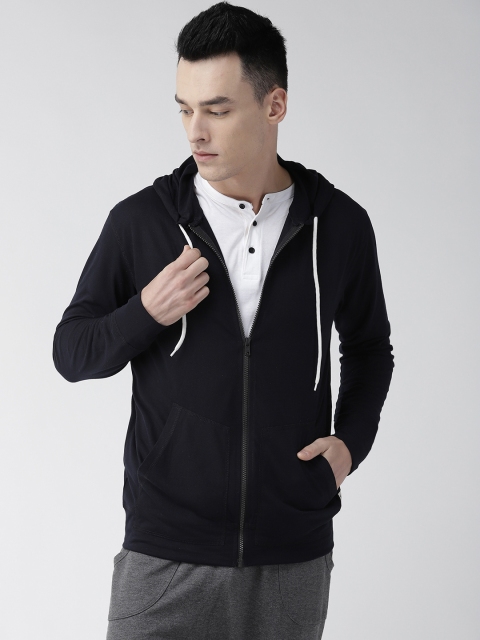 

Hubberholme Men Navy Blue Solid Hooded Sweatshirt