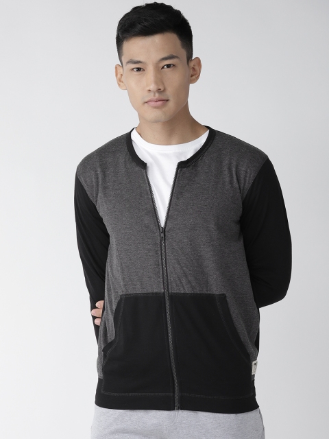 

Hubberholme Men Black & Charcoal Grey Colourblocked Sweatshirt