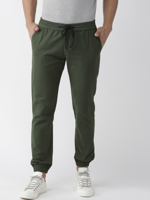 

Hubberholme Men Olive Green Slim Fit Solid Joggers