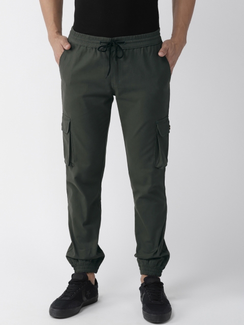 

Hubberholme Men Olive Green Slim Fit Solid Joggers