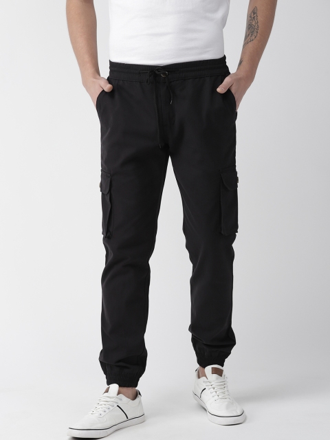 

Hubberholme Men Black Slim Fit Solid Cargo Joggers