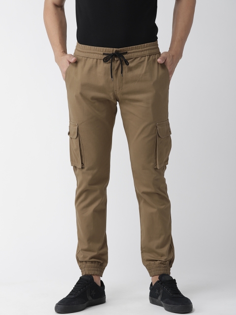 

Hubberholme Men Olive Brown Slim Fit Solid Cargo Joggers