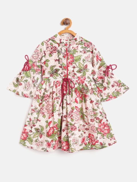 

Bella Moda Girls Pink & White Floral Print Empire Dress