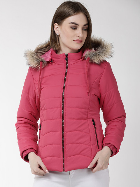 

Foreign Culture By Fort Collins Women Fuchsia Solid Hooded Parka Jacket