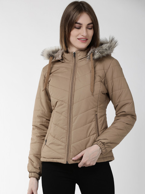 

Foreign Culture By Fort Collins Women Beige Solid Hooded Parka Jacket