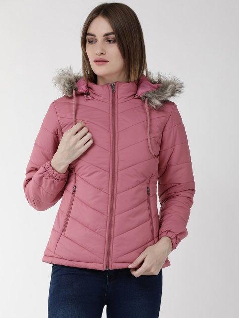 

Foreign Culture By Fort Collins Women Pink Solid Hooded Parka Jacket