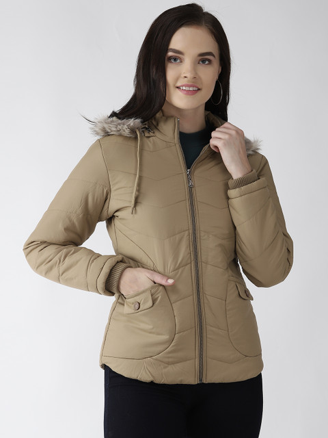 

Foreign Culture By Fort Collins Women Khaki Solid Parka Jacket with Detachable Hood