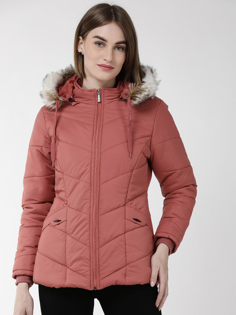 

Foreign Culture By Fort Collins Women Pink Solid Hooded Parka Jacket