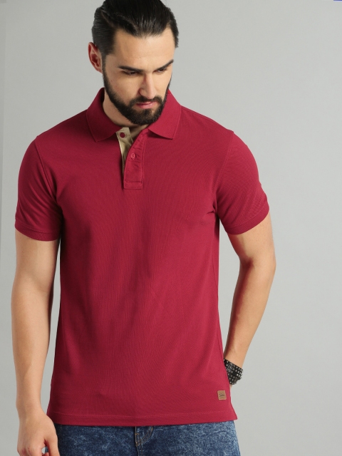 

Roadster Men Red Solid Polo Collar T-shirt