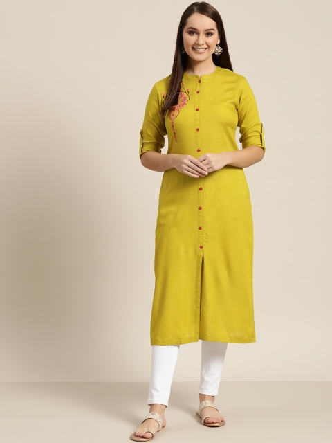 

Sangria Women Lime Green Solid Straight Kurta