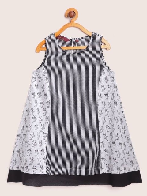 

Sangria Girls Black & White Striped A-Line Dress