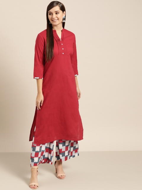 

Sangria Women Maroon Solid Kurta with Palazzos