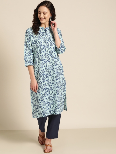 

Sangria Women Blue Printed Kurta with Trousers