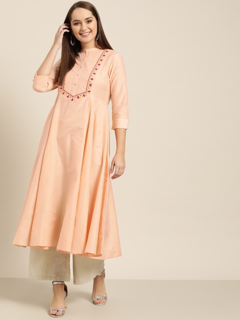 

Sangria Women Peach-Coloured Yoke Design Anarkali Kurta