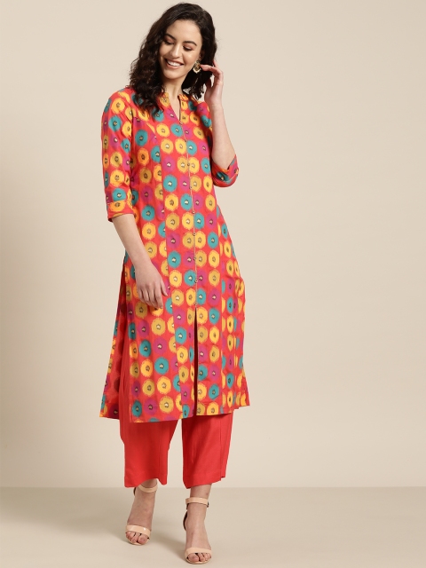 

Sangria Women Orange & Yellow Printed Kurta with Palazzos