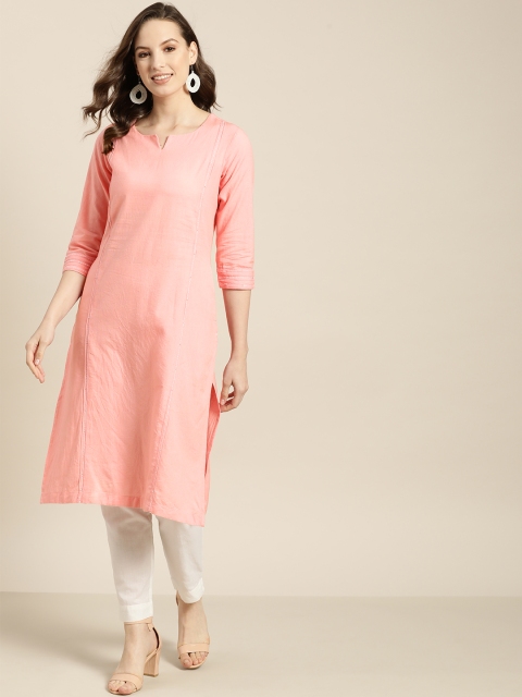 

Sangria Women Pink Solid Straight Kurta
