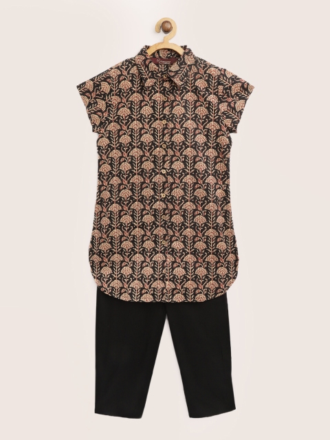 

Sangria Girls Black & Beige Printed Kurta with Trousers