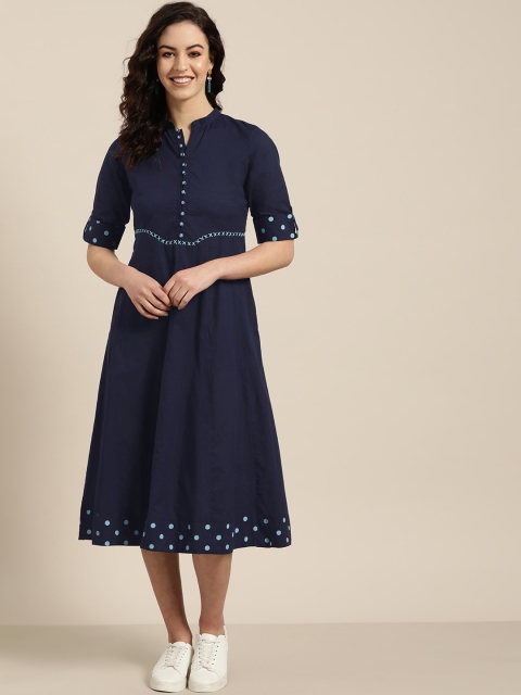 

Sangria Women Navy Blue Solid A-Line Dress