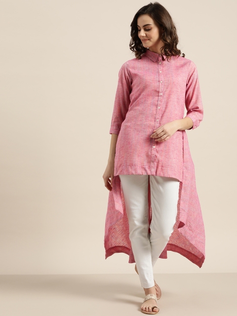 

Sangria Women Pink Woven Design A-Line Tunic