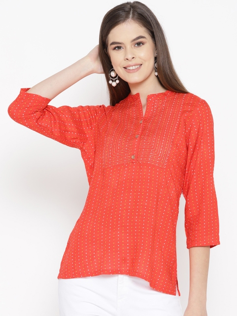 

Sbo Fashion Women Orange Printed A-Line Kurti