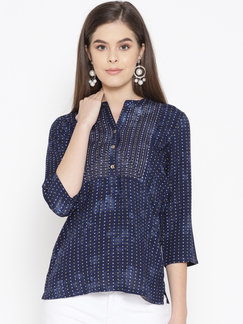 

Sbo Fashion Women Navy Blue Printed A-Line Kurti