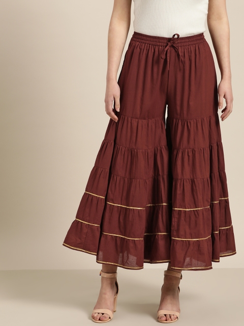 

Sangria Women Maroon Solid Flared Palazzos