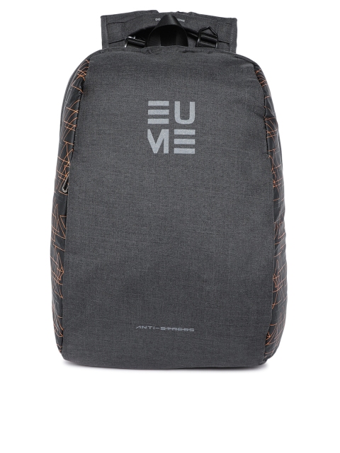 

EUME Unisex Grey & Black Solid Backpack