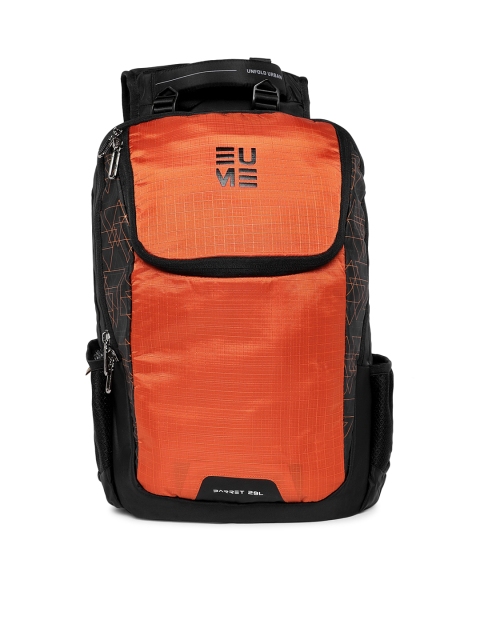 

EUME Unisex Orange & Black Solid Backpack