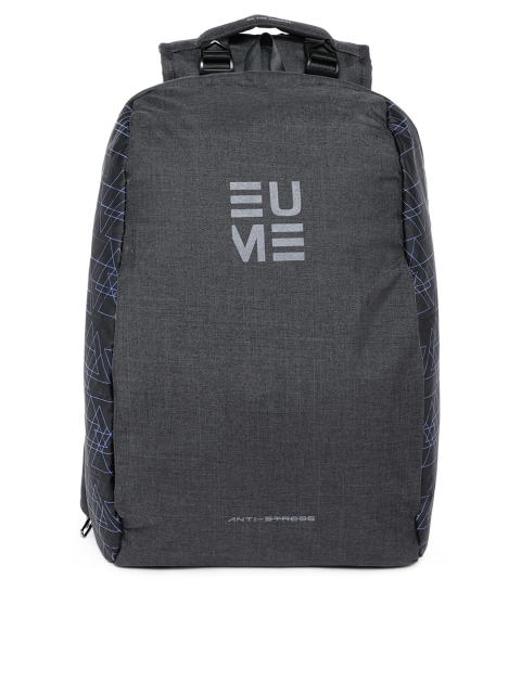 

EUME Unisex Grey & Black Solid Backpack