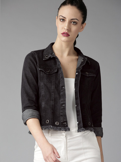 

Roadster Women Black Solid Denim Jacket