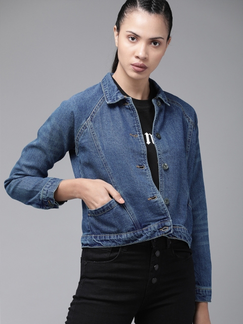 

Roadster Women Washed Denim Jacket, Blue