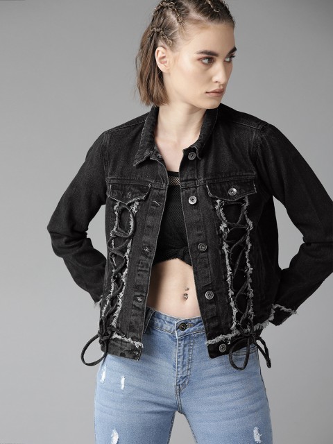 

Roadster Women Black Solid Denim Jacket