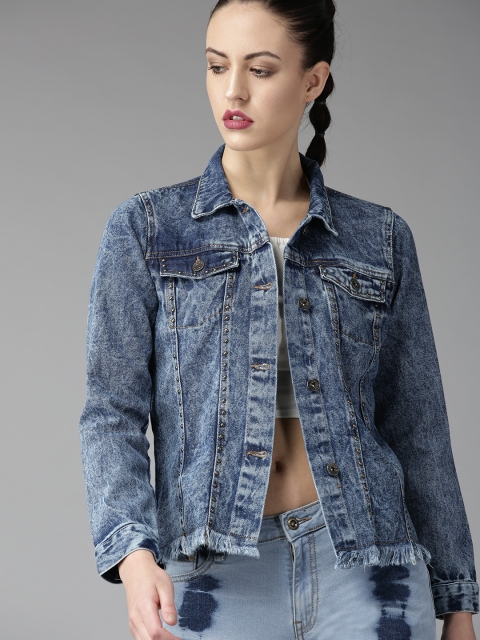 

Roadster Women Navy Blue Washed Denim Jacket