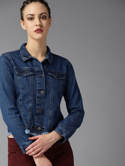 

Roadster Women Navy Blue Washed Denim Jacket