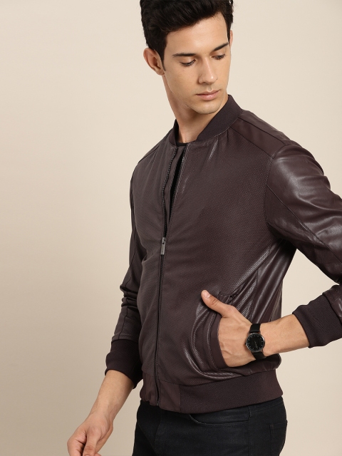 

INVICTUS Men Brown Solid Bomber Biker Jacket