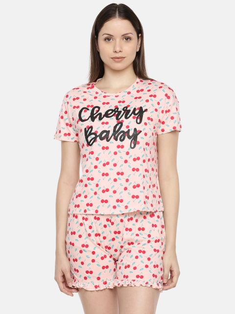 

Slumber Jill Women Peach-Coloured Printed Night suit