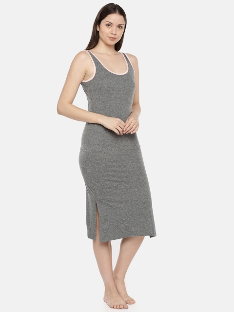 

Slumber Jill Grey Solid Nightdress FWSJ715M