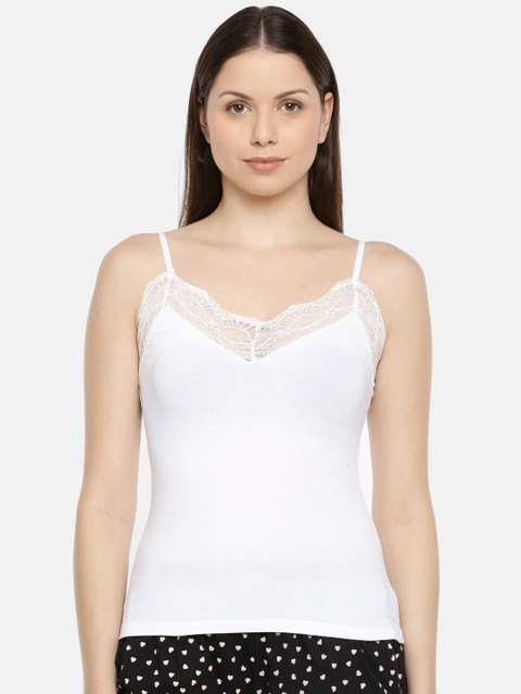 

Slumber Jill White Solid Superior Lace Camisole SJCM06
