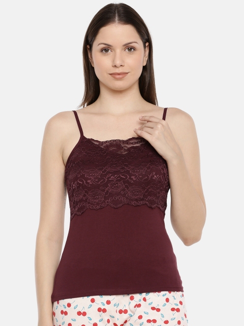 

Slumber Jill Burgundy Premium Lace Camisole SJCM05