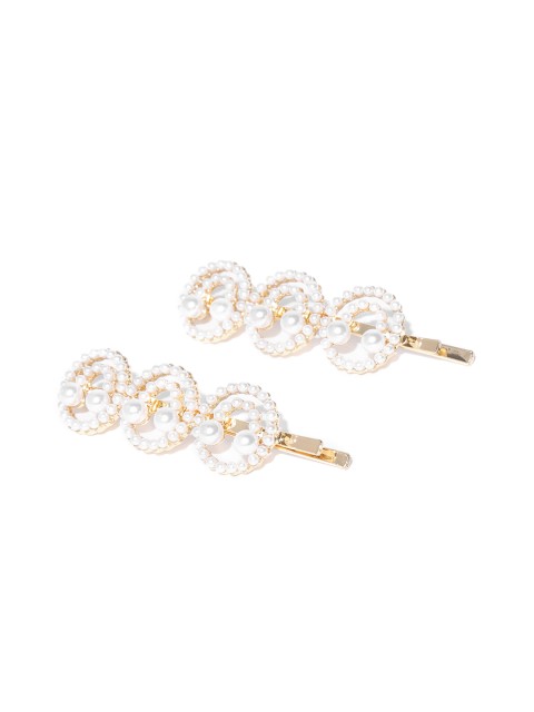 

Prita Set of 2 Gold-Plated Off-White Beaded Handcrafted Hair Clips