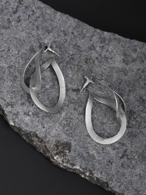 

PRITA Gunmetal-Toned Silver-Plated Hand Painted Teardrop Shaped Drop Earrings, Metallic