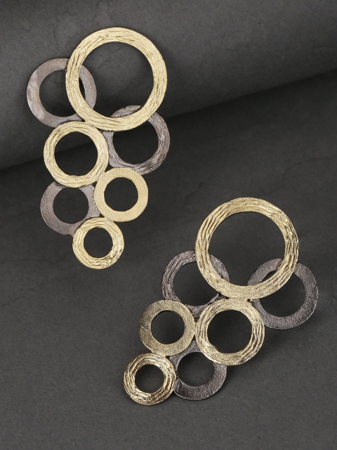 

Priyaasi Silver-Toned Gold-Plated Handcrafted Circular Drop Earrings