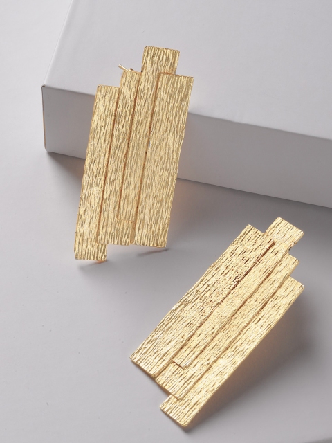 

Priyaasi Gold-Plated Handcrafted Textured Geometric Drop Earrings