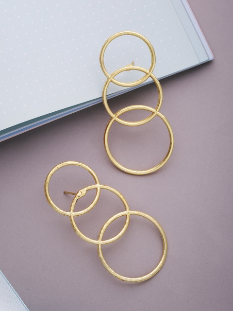 

Priyaasi Gold-Plated Matte Finish Handcrafted Circular Drop Earrings