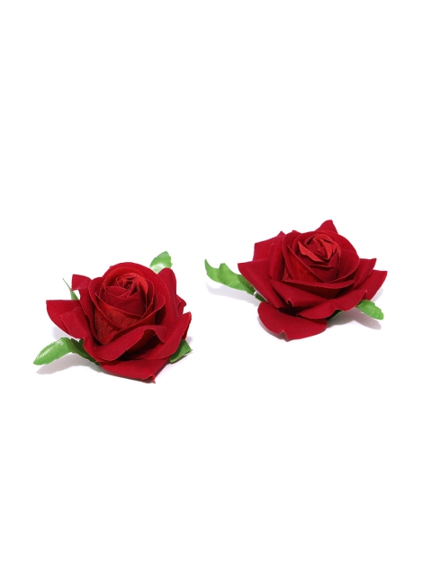 

Priyaasi Set of 2 Red Rose-Shaped Alligator Hair Clips
