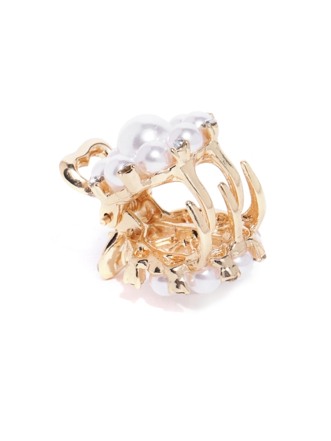 

Priyaasi Off-White & Gold-Toned Beaded Handcrafted Claw Clip