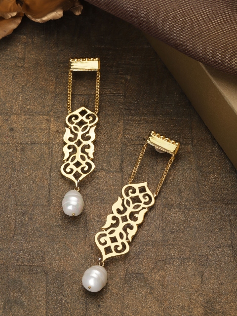 

Priyaasi Gold-Plated Beaded Handcrafted Filigree Classic Drop Earrings