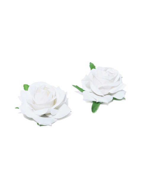 

Priyaasi Set of 2 White Rose-Shaped Alligator Hair Clips