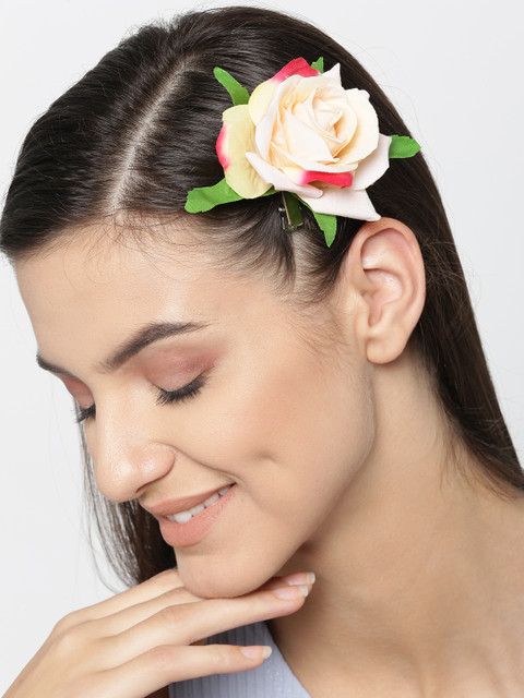 

Priyaasi Set of 2 Peach-Coloured Rose-Shaped Alligator Hair Clips